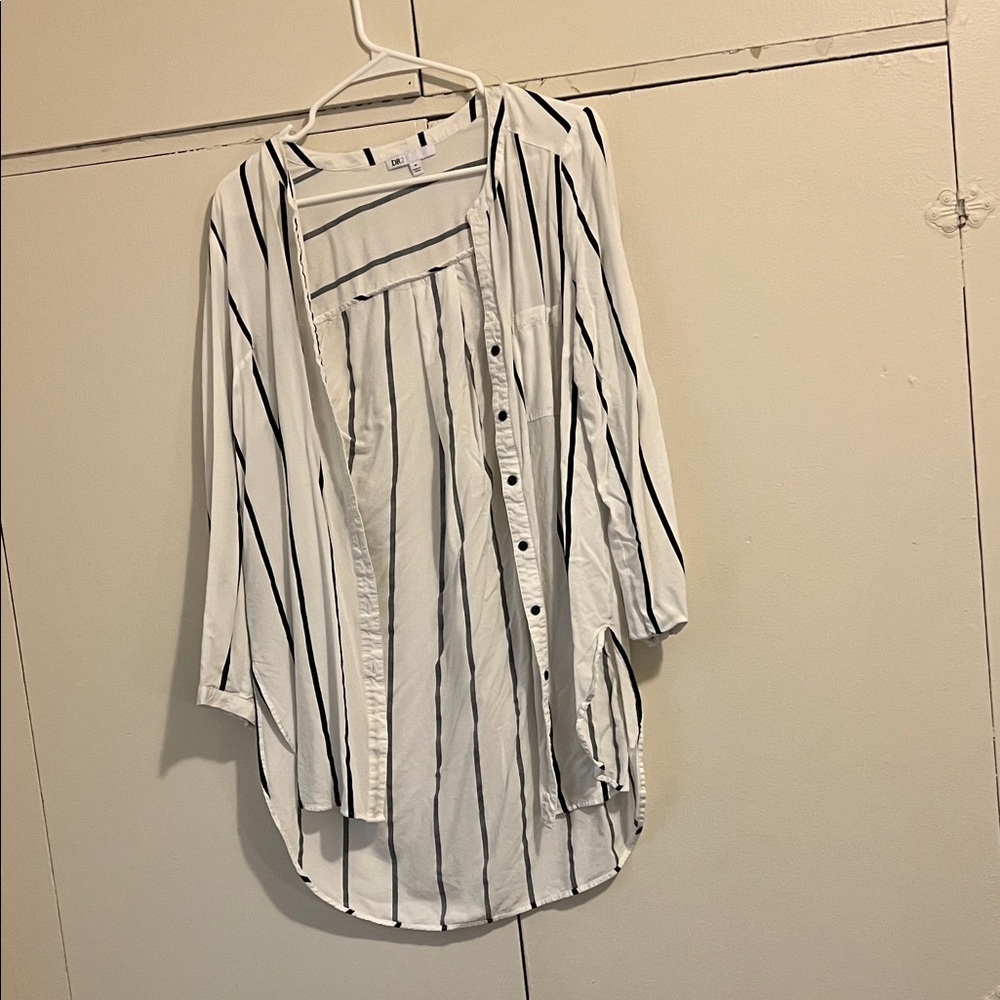 DR2 White and Black Striped Blouse